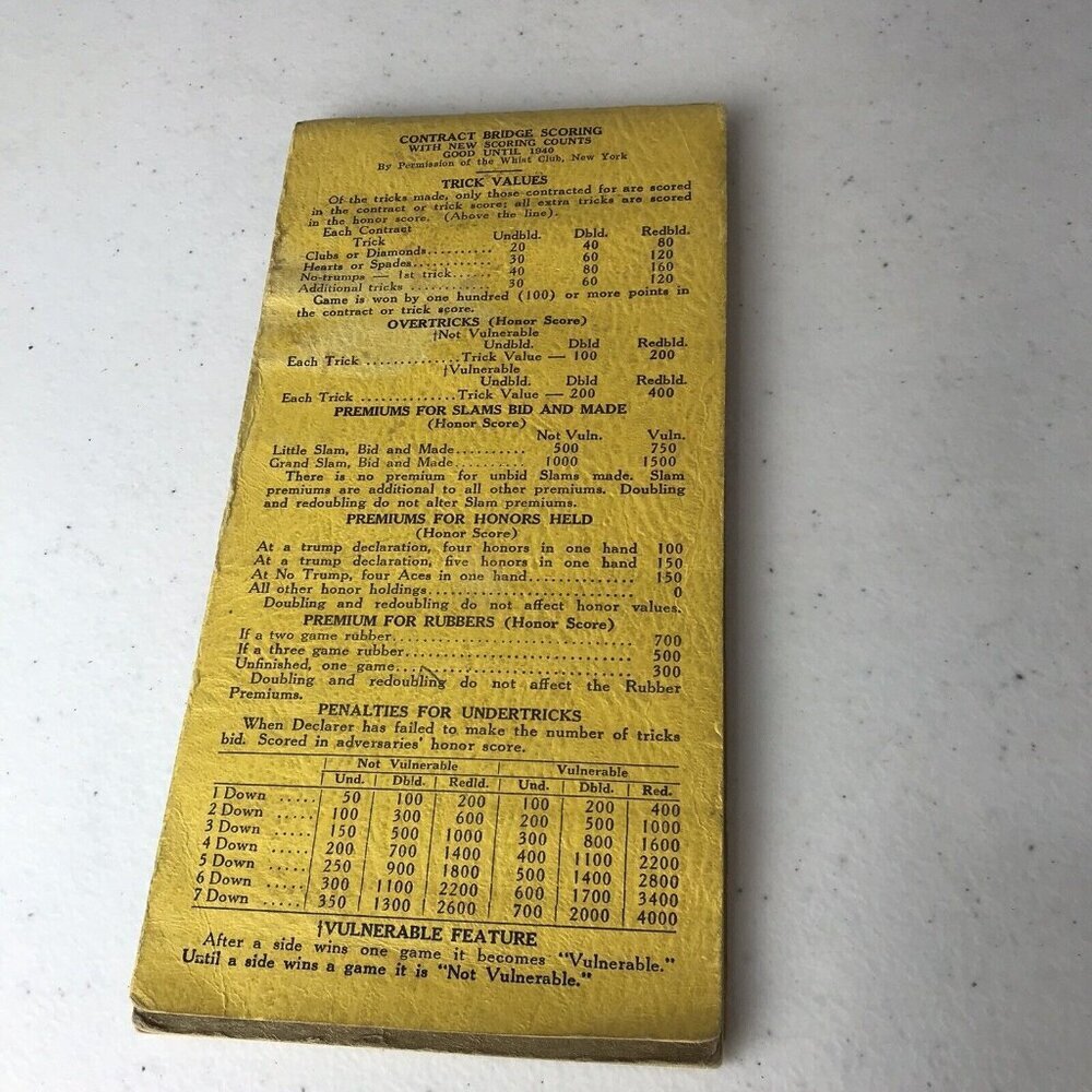 Vintage Taylor’s Self-Teacher Bridge Score Pad, 1937 Edition No. 133-1 - Picture 7 of 8
